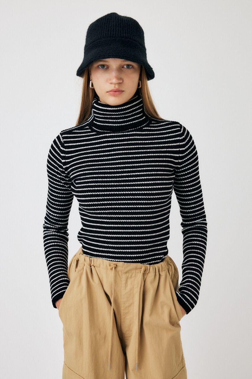 MOUSSY「HI NECK RIB ニット」|ニット・セーター|柄BLK5