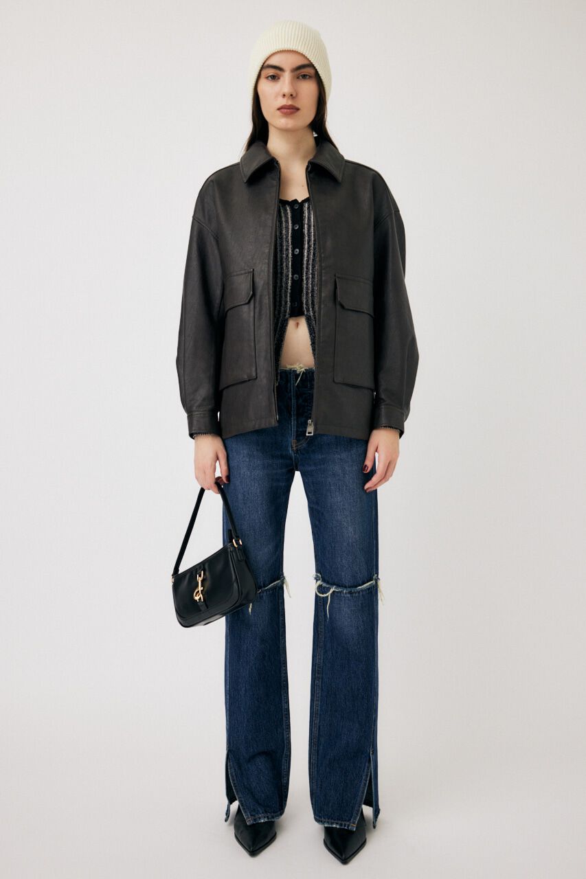 MOUSSY「LOW WAIST SLIT STRAIGHT」|デニム|