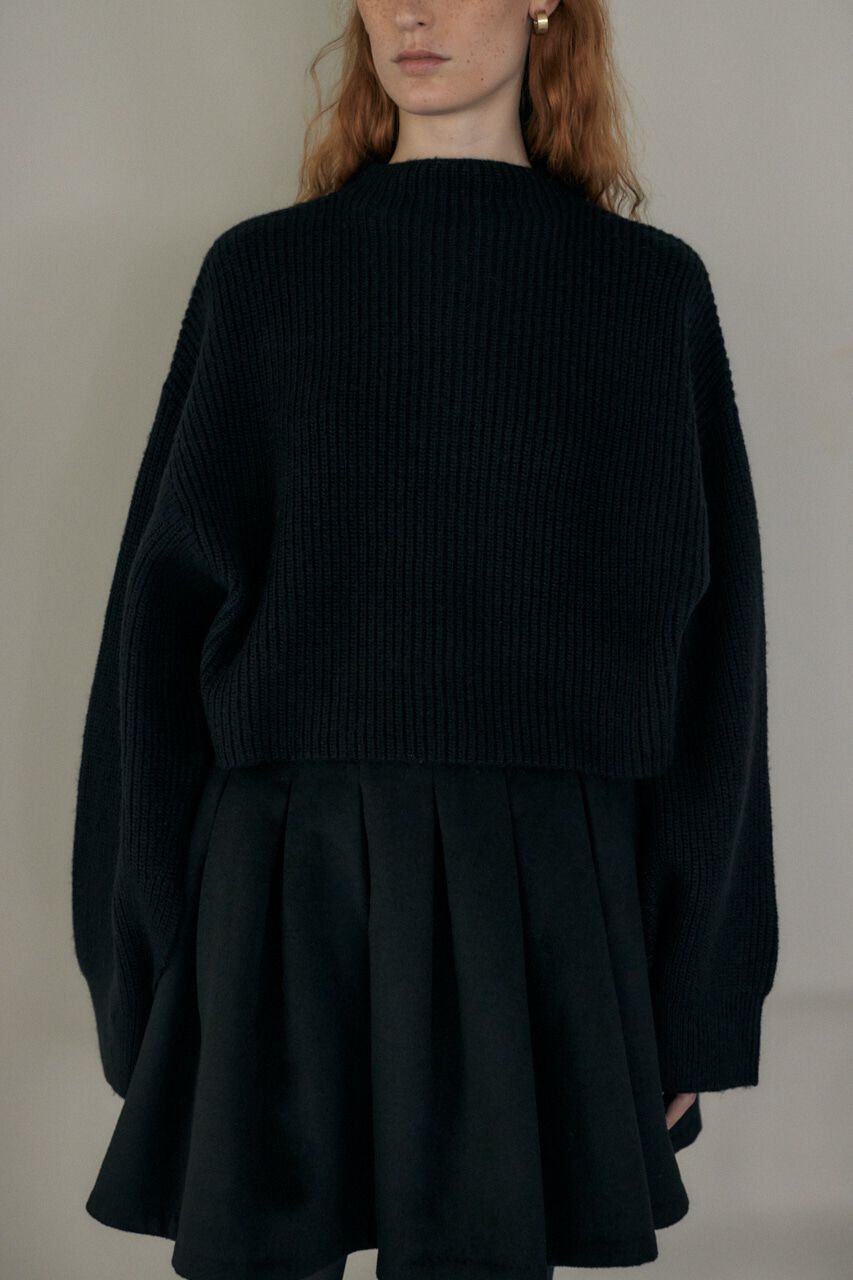 MOUSSY「バックボタンショートニット」|ニット・セーター|BLK
