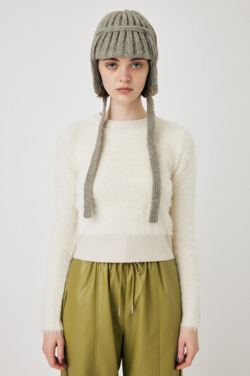 MOUSSY「CROPPED SHAGGY KNIT トップス」|ニット・セーター|