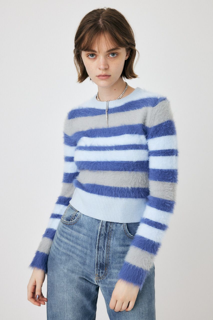 MOUSSY「CROPPED SHAGGY KNIT トップス」|ニット・セーター|