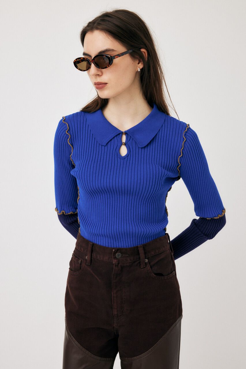 MOUSSY「PATCHWORK MELLOW POLO ニット」|ニット・セーター|