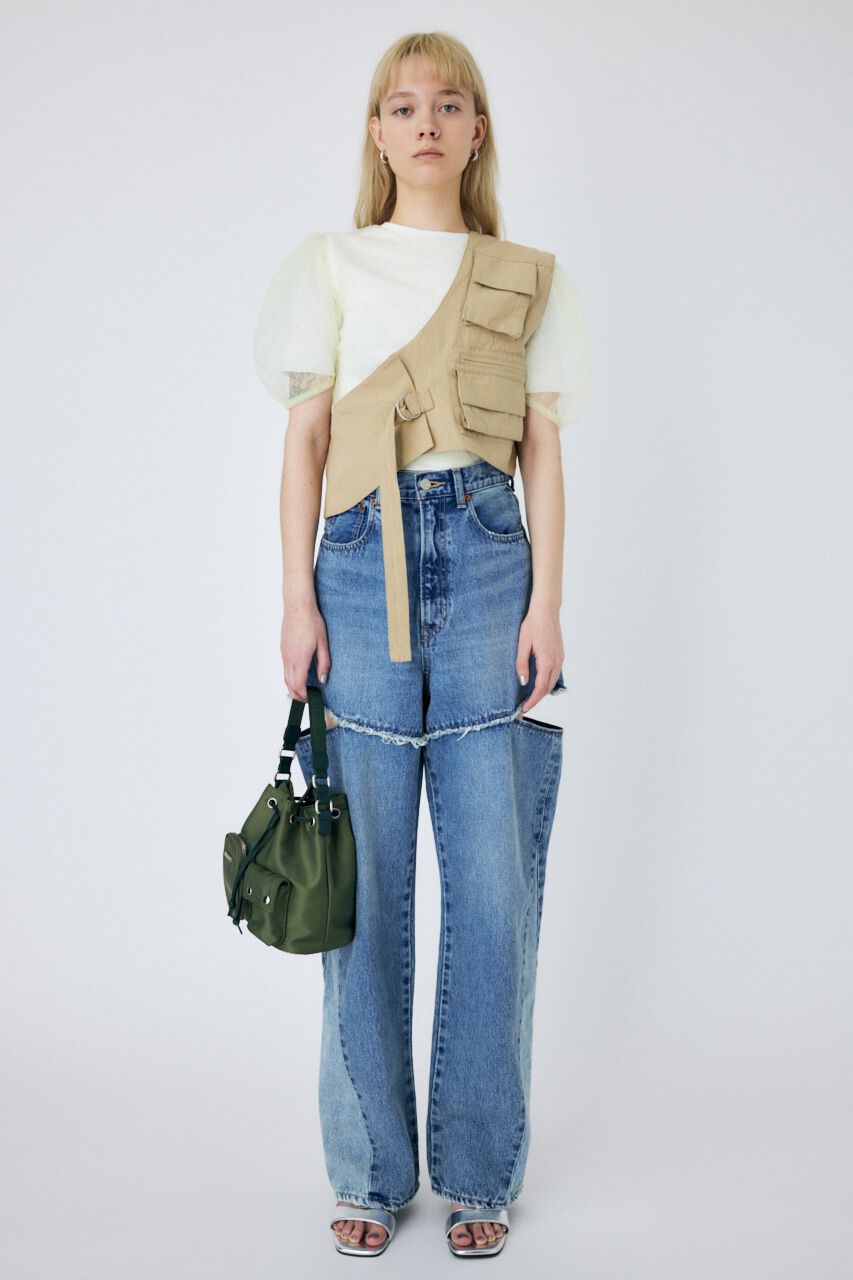 MOUSSY「CUT OUT WIDE STRAIGHT」|デニム|