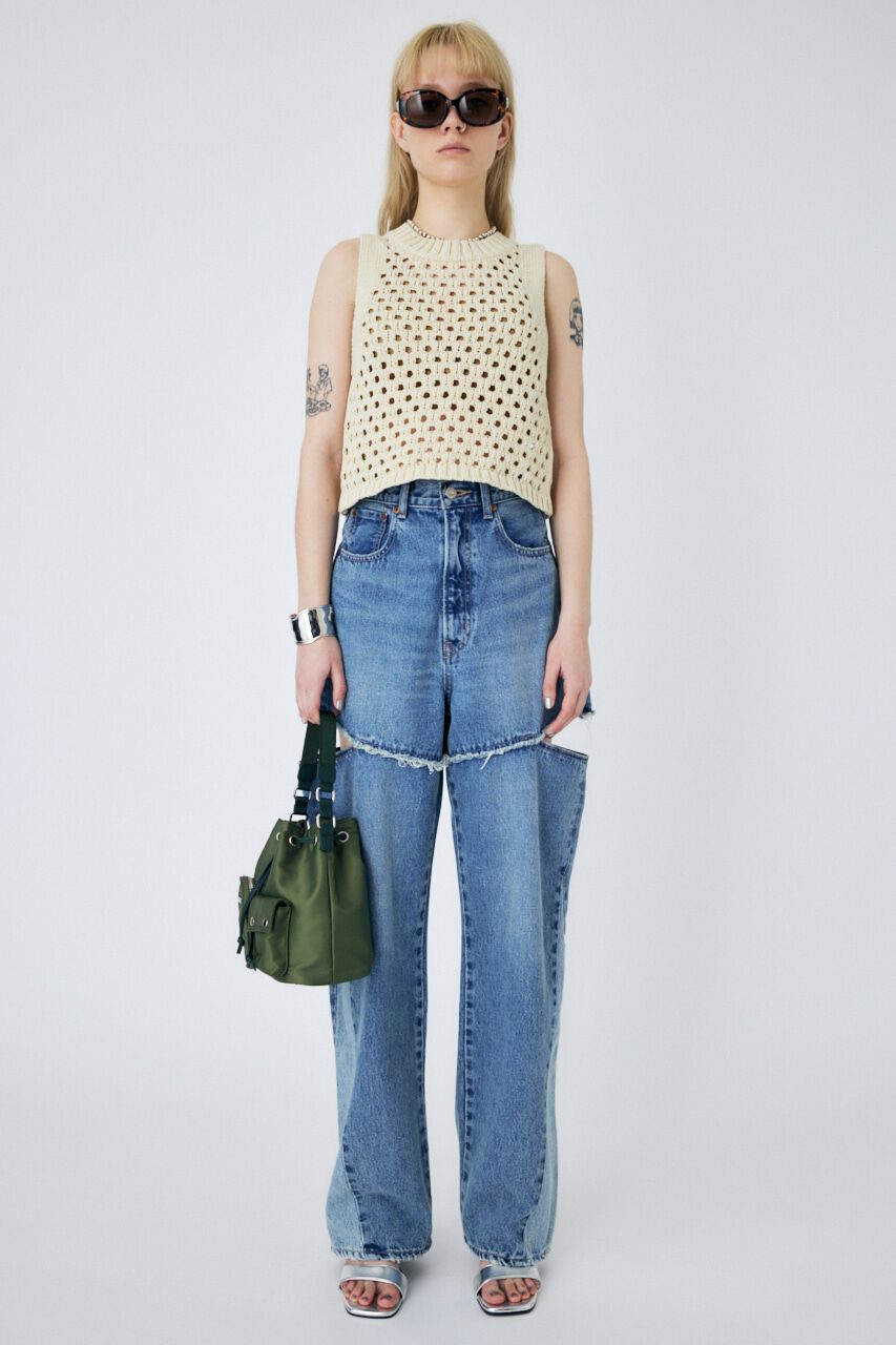 MOUSSY「CUT OUT WIDE STRAIGHT」|デニム|