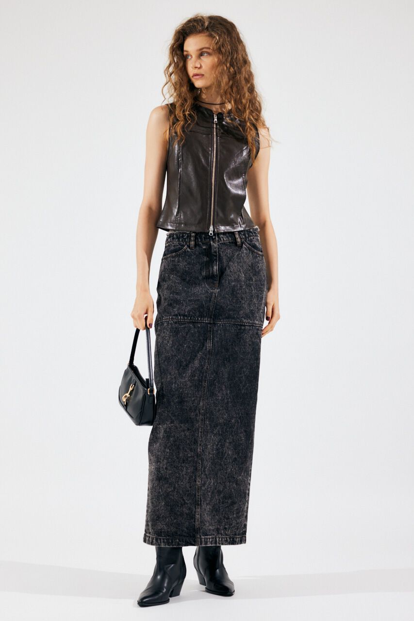 MOUSSY「ZIP UP F／LEATHER ベスト」|ダウンベスト・ベスト|