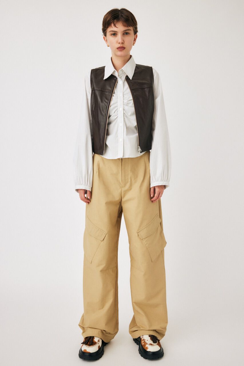 MOUSSY「ZIP UP F／LEATHER ベスト」|ダウンベスト・ベスト|