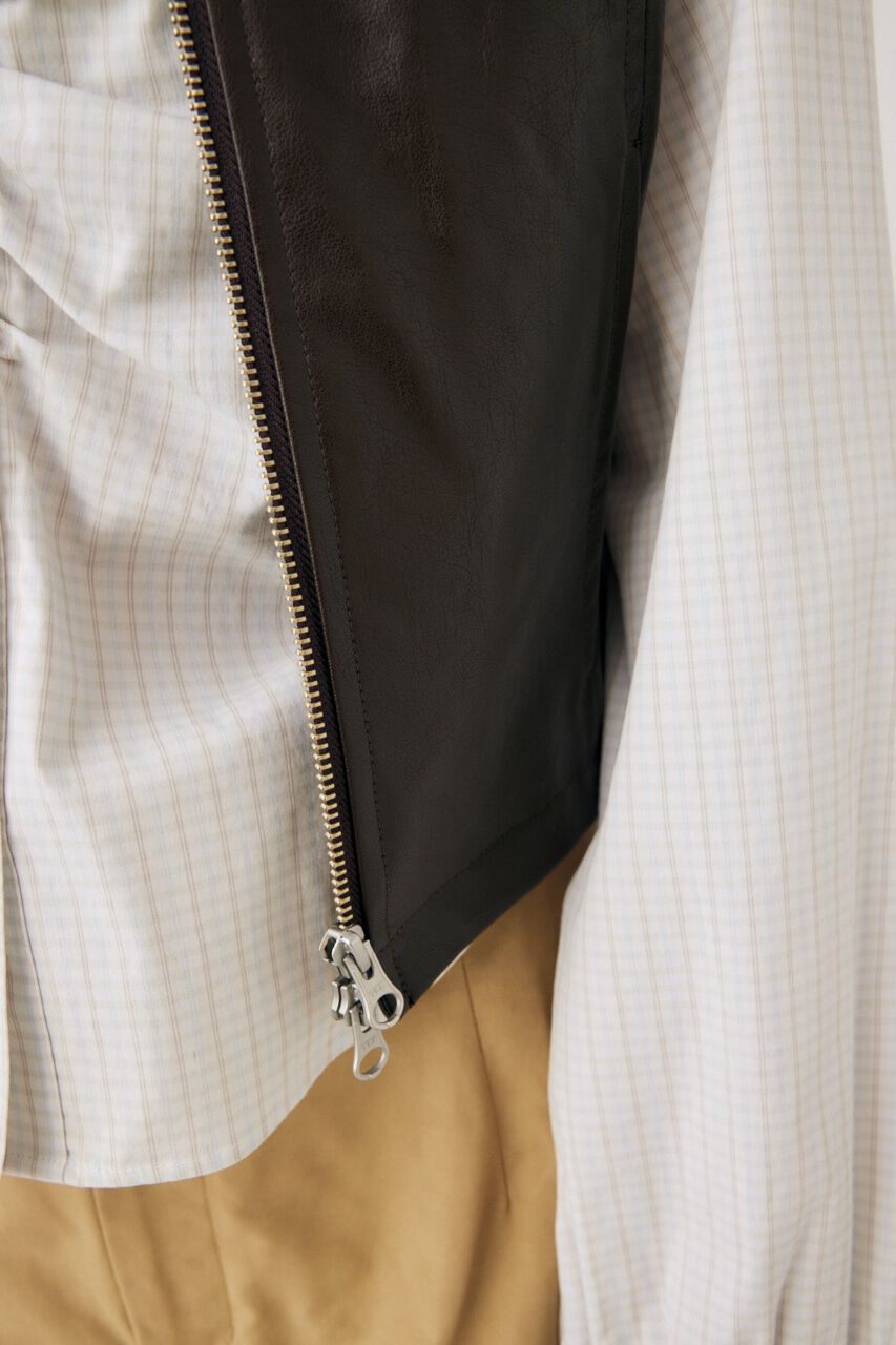 MOUSSY「ZIP UP F／LEATHER ベスト」|ダウンベスト・ベスト|
