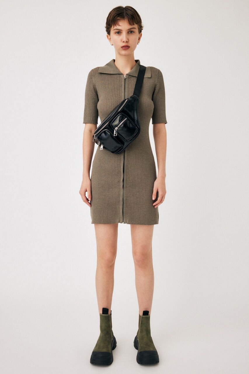 MOUSSY「ZIP UP KNIT SHIRT ミニドレス」|ワンピース|KHA