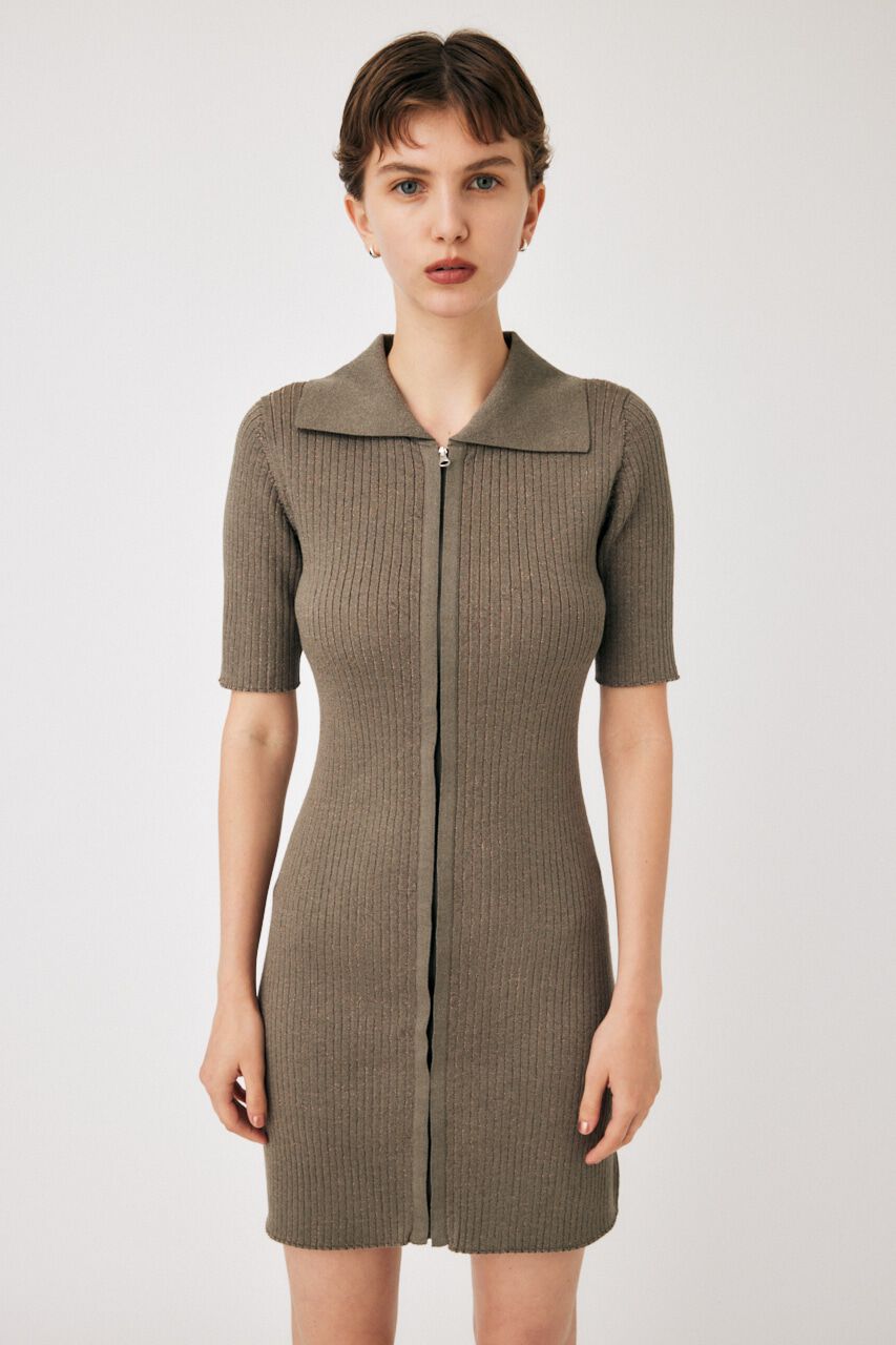MOUSSY「ZIP UP KNIT SHIRT ミニドレス」|ワンピース|