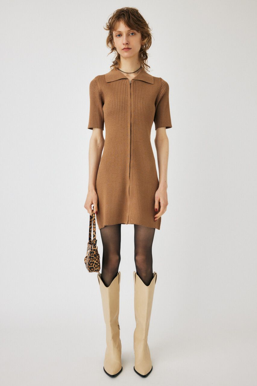 MOUSSY「ZIP UP KNIT SHIRT ミニドレス」|ワンピース|CAM