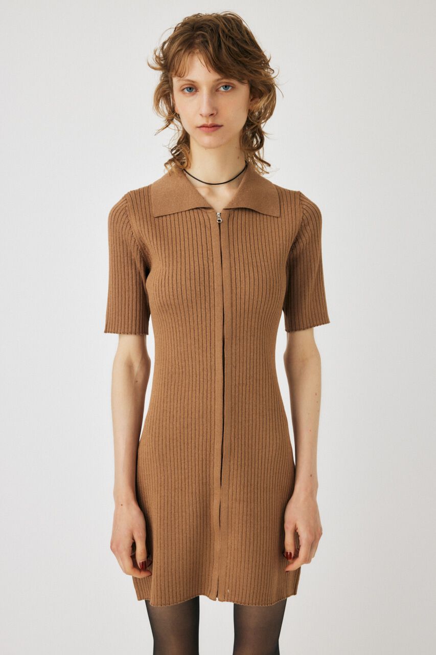 MOUSSY「ZIP UP KNIT SHIRT ミニドレス」|ワンピース|