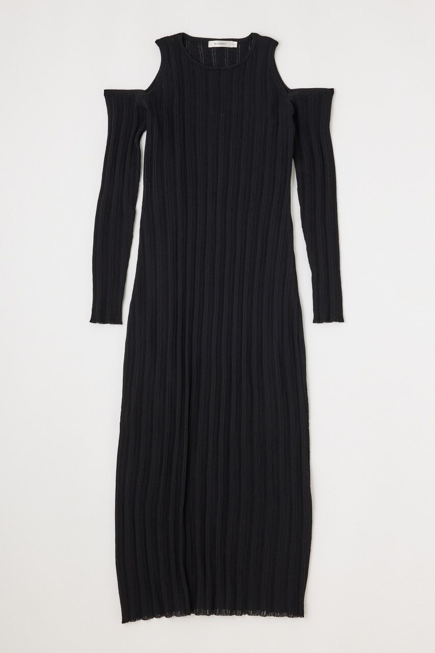 MOUSSY「SHEER KNIT マキシドレス」|ワンピース|BLK