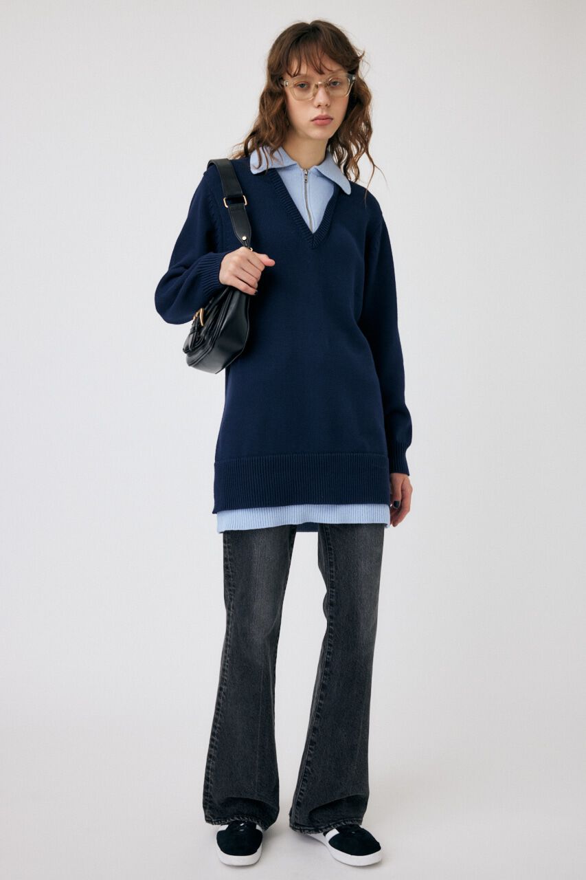 MOUSSY「LAYERED HALF ZIP ミニドレス」|ワンピース|