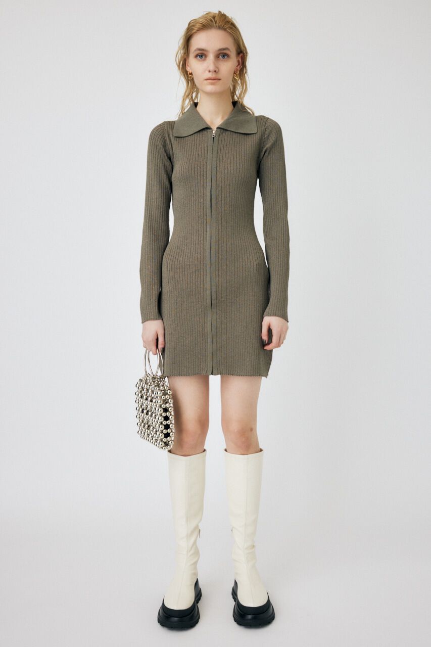 MOUSSY「ZIP UP LS MINI ドレス」|ワンピース|