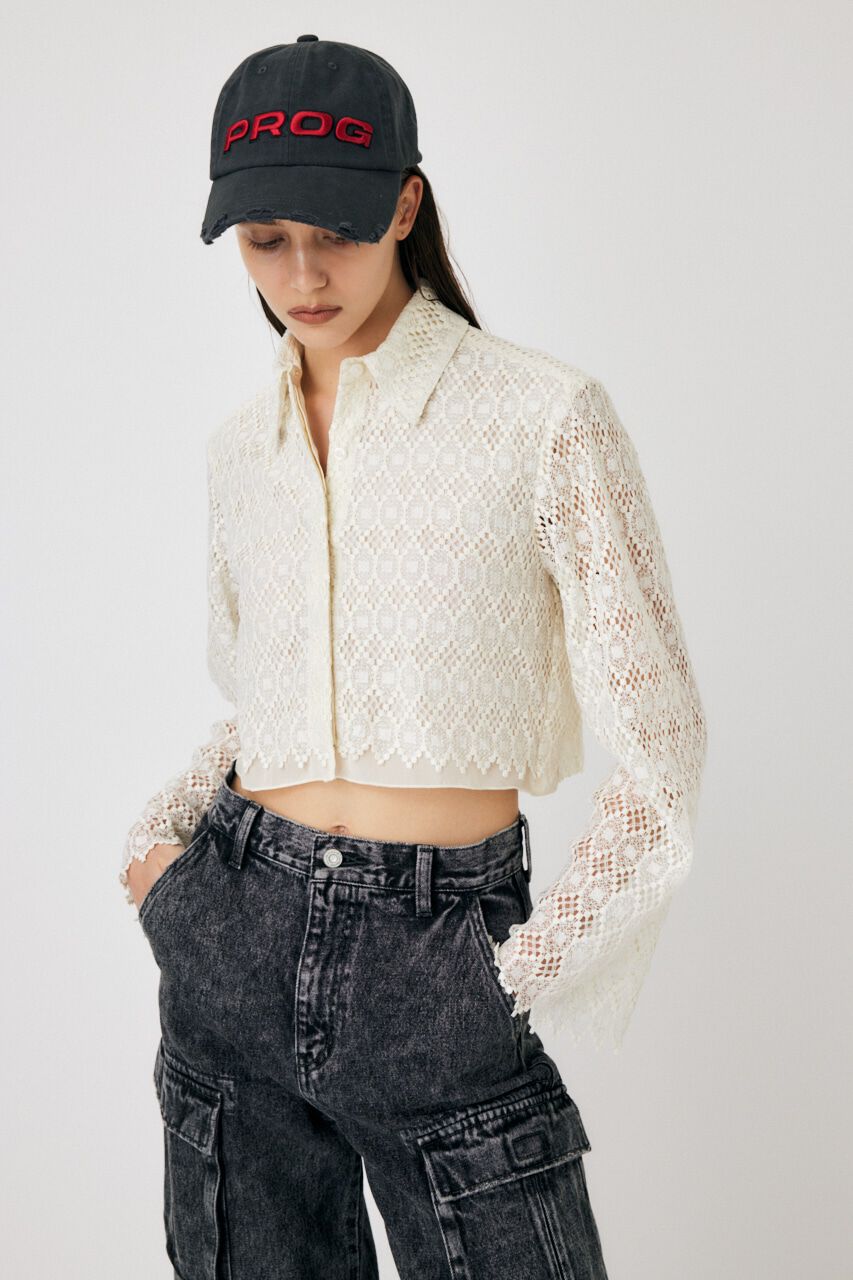 MOUSSY「GEOMETRIC LACE CROP シャツ」|シャツ・ブラウス|