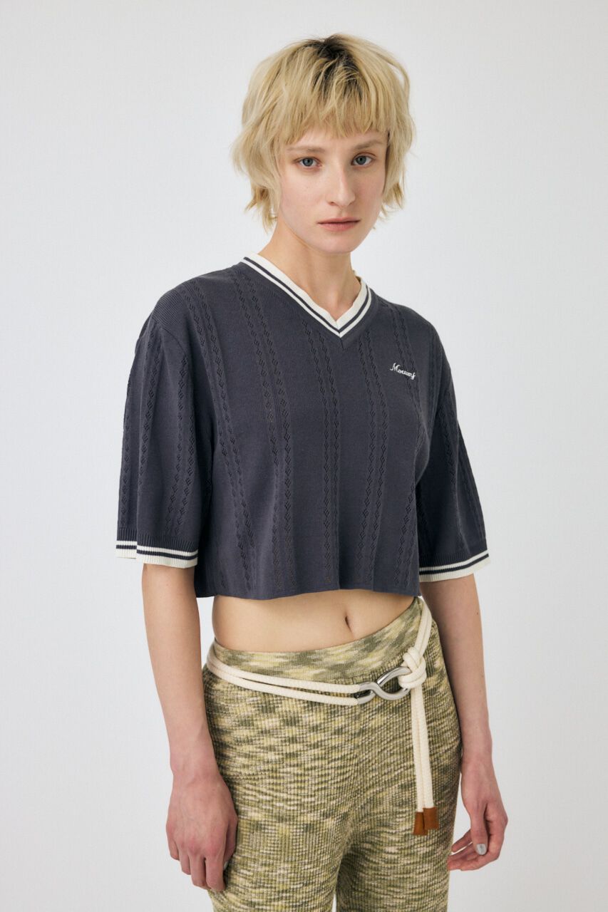 MOUSSY「MOUSSY CROPPED KNIT Tシャツ」|ニット・セーター|
