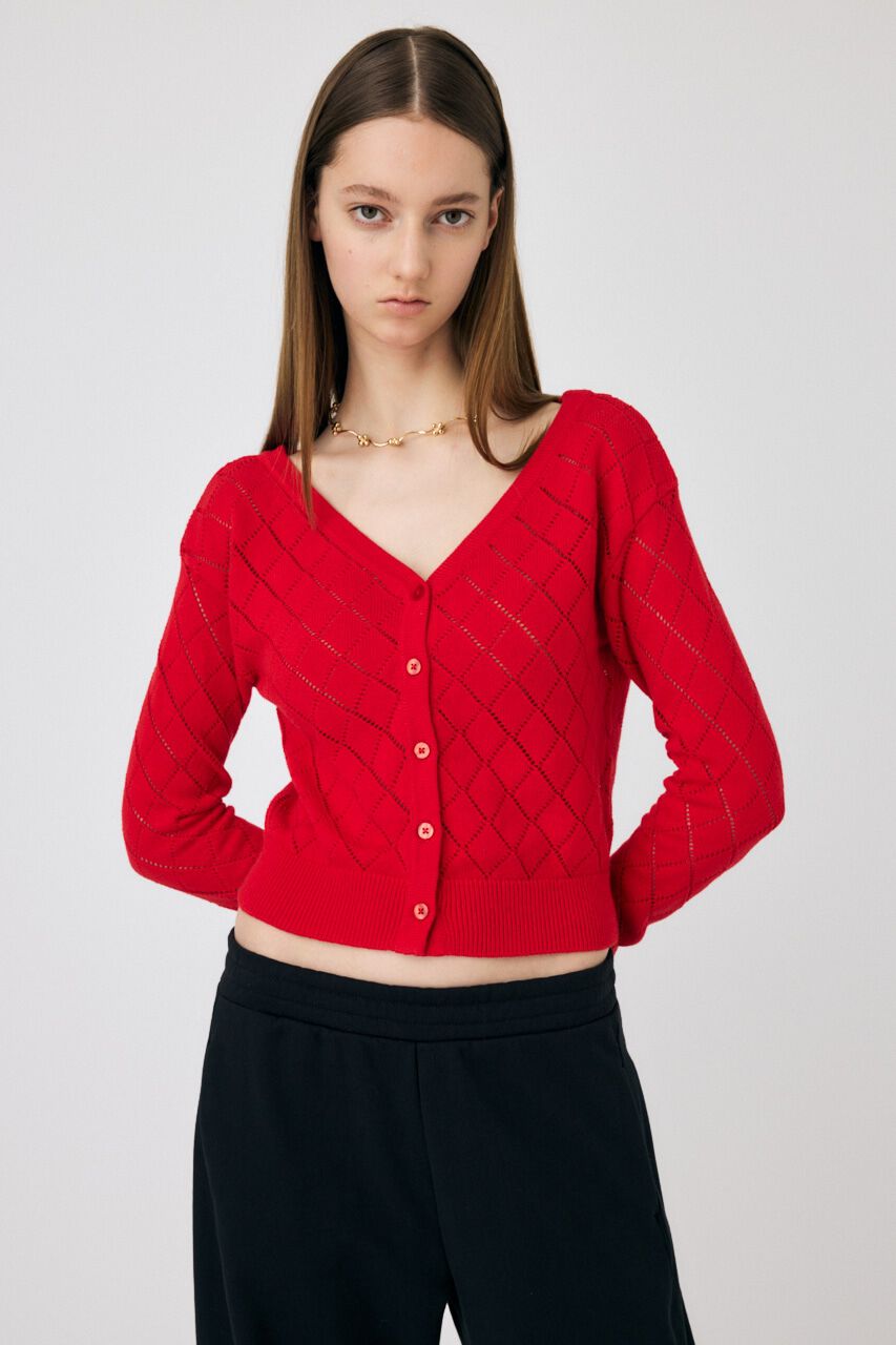 MOUSSY「EYELET ニットカーディガン」|ニット・セーター|