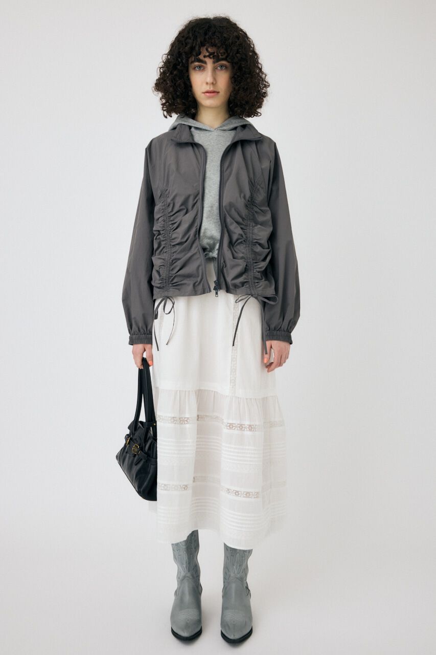 MOUSSY「RIBBON GATHER NYLON ジャケット」|ブルゾン・スタジャン|