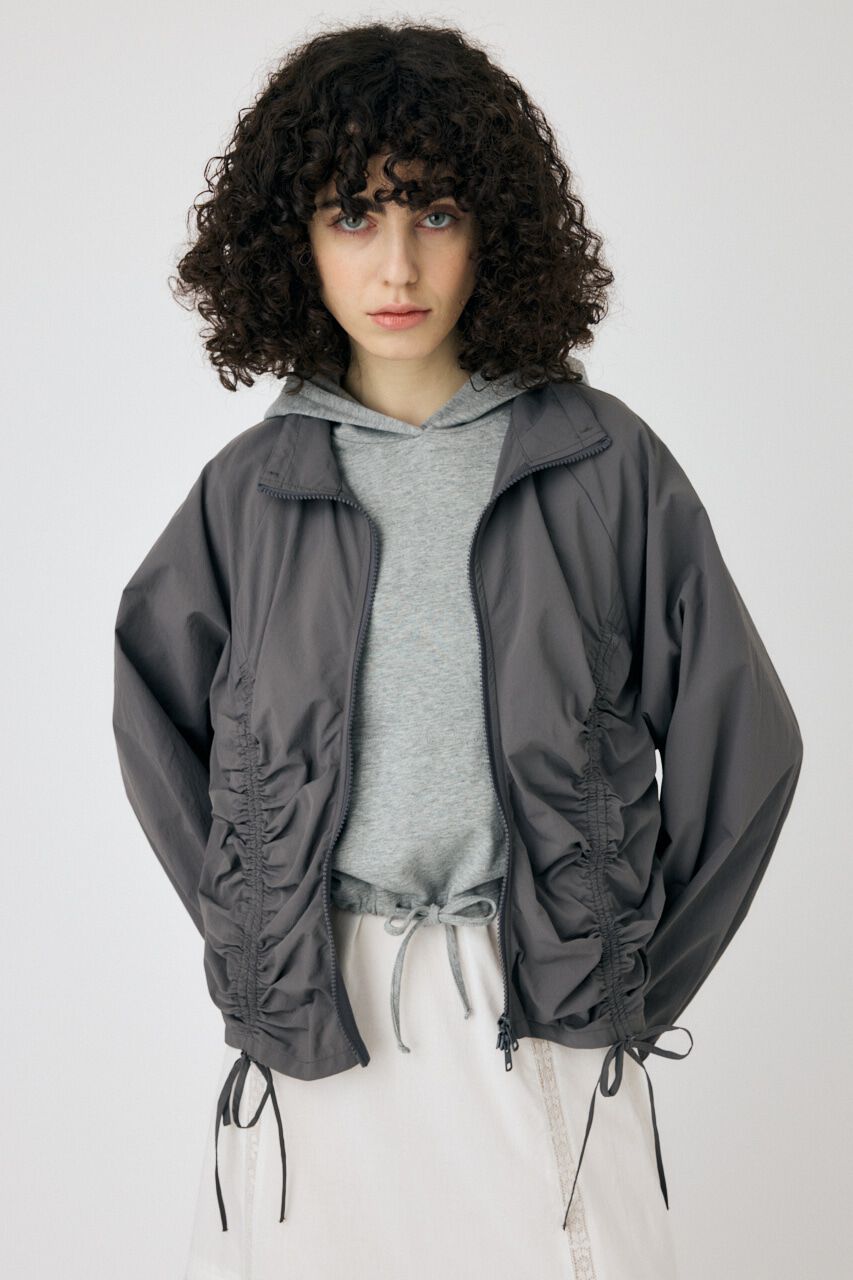 MOUSSY「RIBBON GATHER NYLON ジャケット」|ブルゾン・スタジャン|