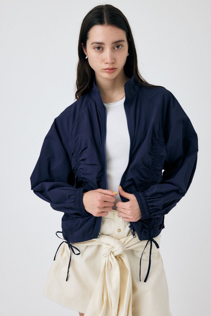 MOUSSY「RIBBON GATHER NYLON ジャケット」|ブルゾン・スタジャン|