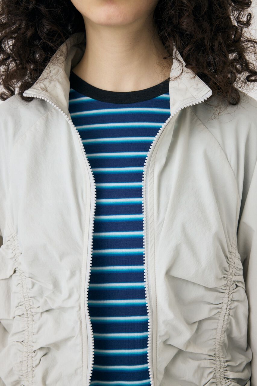 MOUSSY「RIBBON GATHER NYLON ジャケット」|ブルゾン・スタジャン|