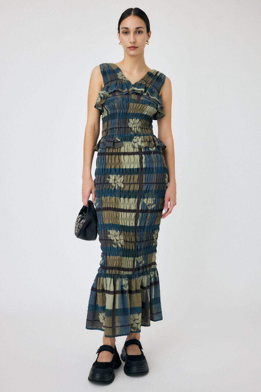 MOUSSY「SHIRRING フリルドレス」|ワンピース|柄GRN5