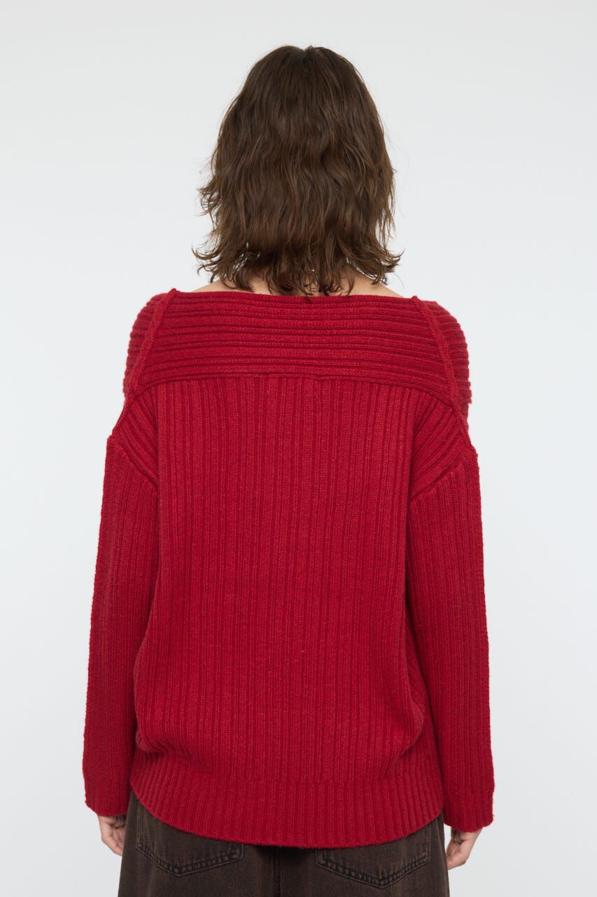 MOUSSY「OVER RIB OFF SHOULDER トップス」|ニット・セーター|