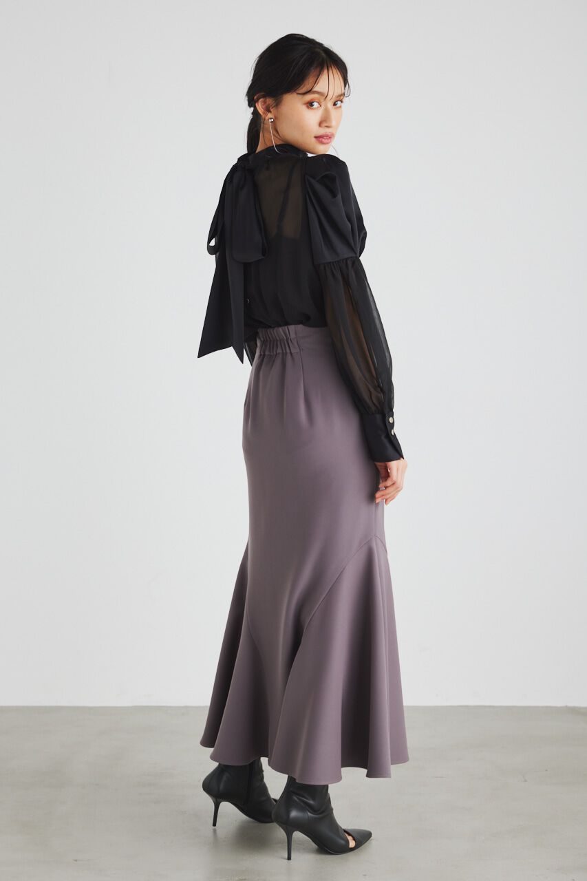 rienda「マテリアルMIXボウタイBLS」|シャツ・ブラウス|