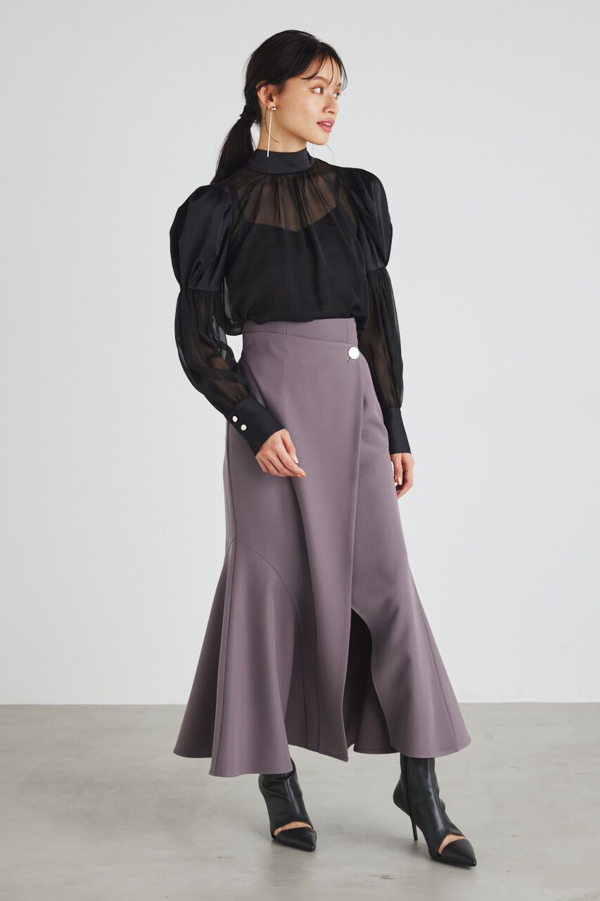 rienda「マテリアルMIXボウタイBLS」|シャツ・ブラウス|