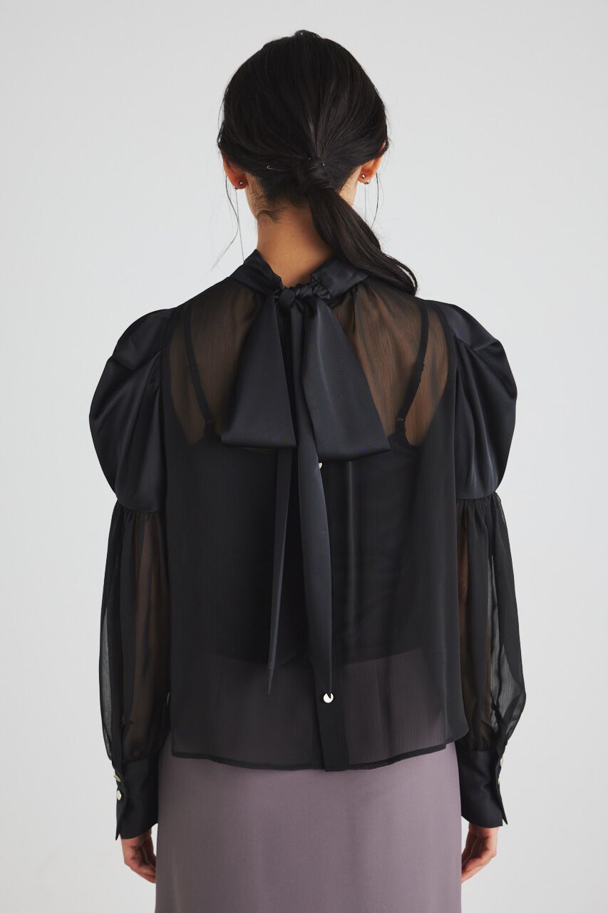 rienda「マテリアルMIXボウタイBLS」|シャツ・ブラウス|