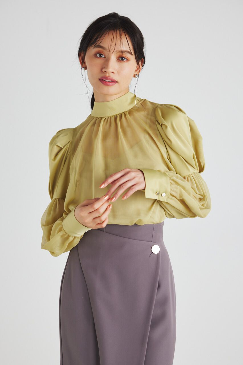 rienda「マテリアルMIXボウタイBLS」|シャツ・ブラウス|