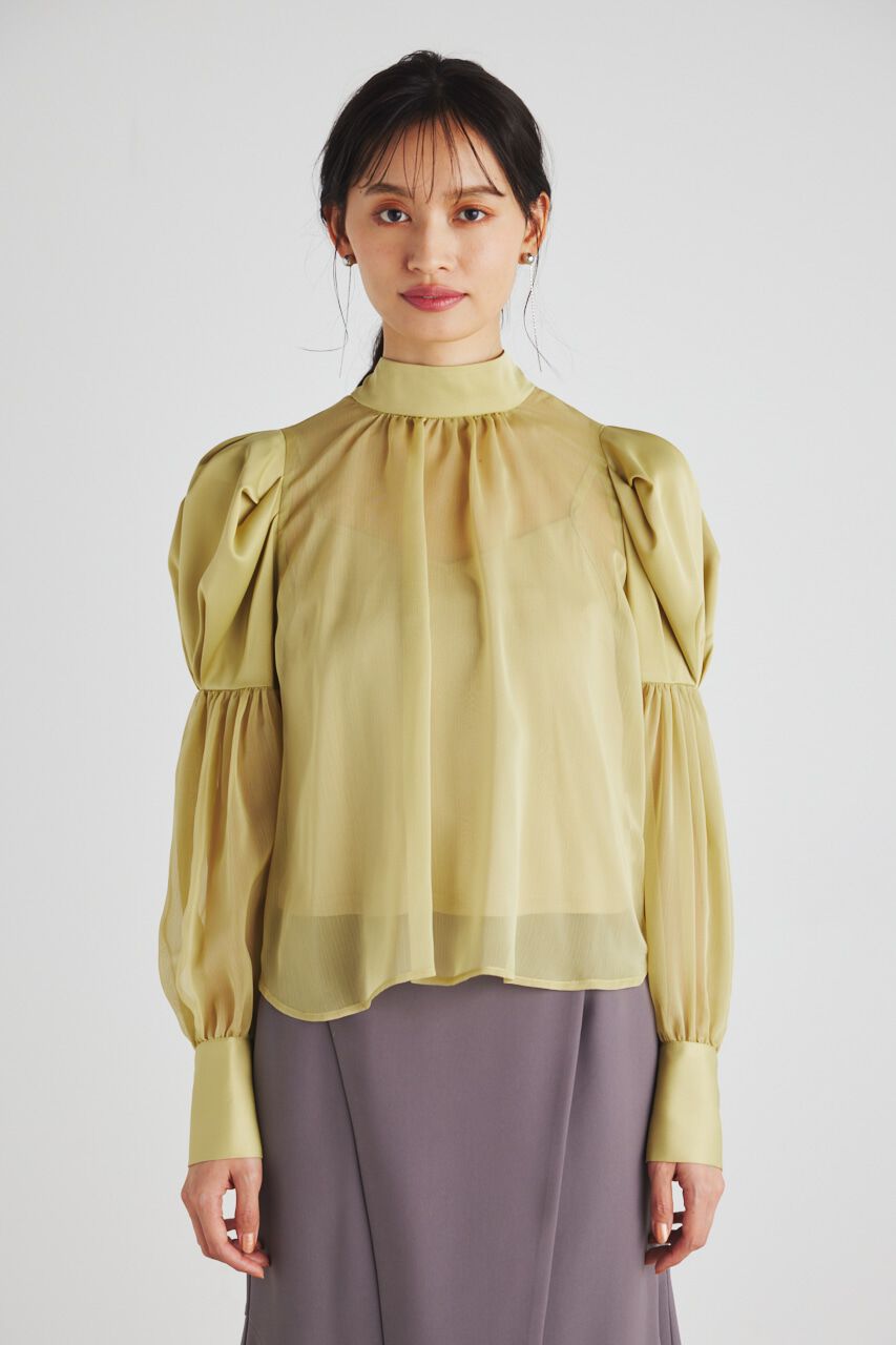 rienda「マテリアルMIXボウタイBLS」|シャツ・ブラウス|