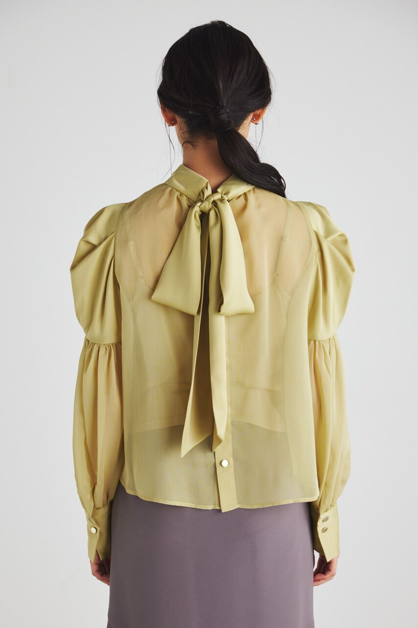 rienda「マテリアルMIXボウタイBLS」|シャツ・ブラウス|