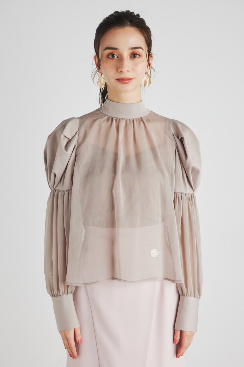 rienda「マテリアルMIXボウタイBLS」|シャツ・ブラウス|