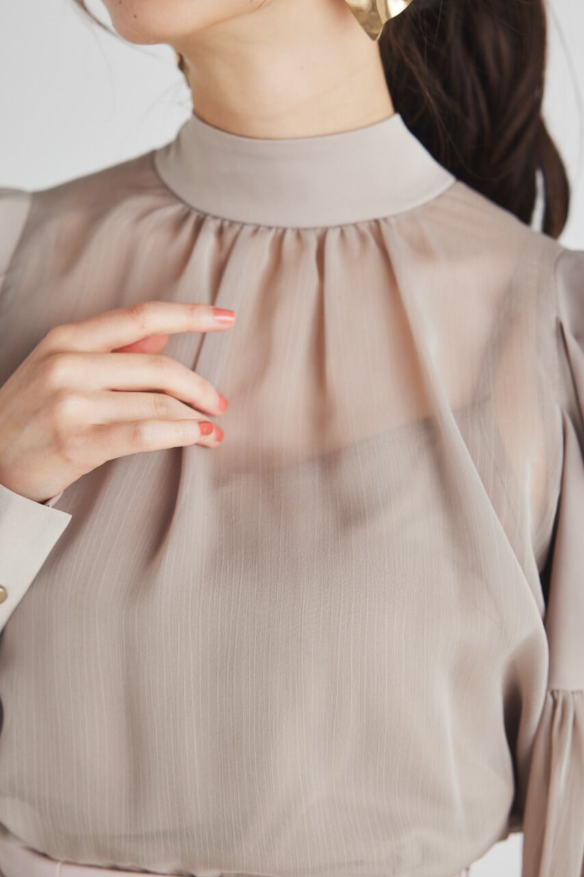 rienda「マテリアルMIXボウタイBLS」|シャツ・ブラウス|