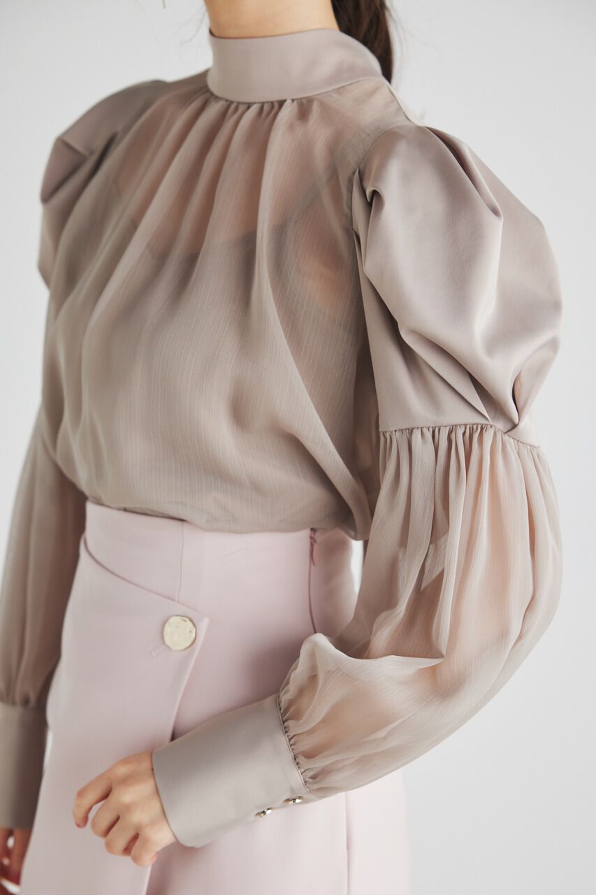 rienda「マテリアルMIXボウタイBLS」|シャツ・ブラウス|