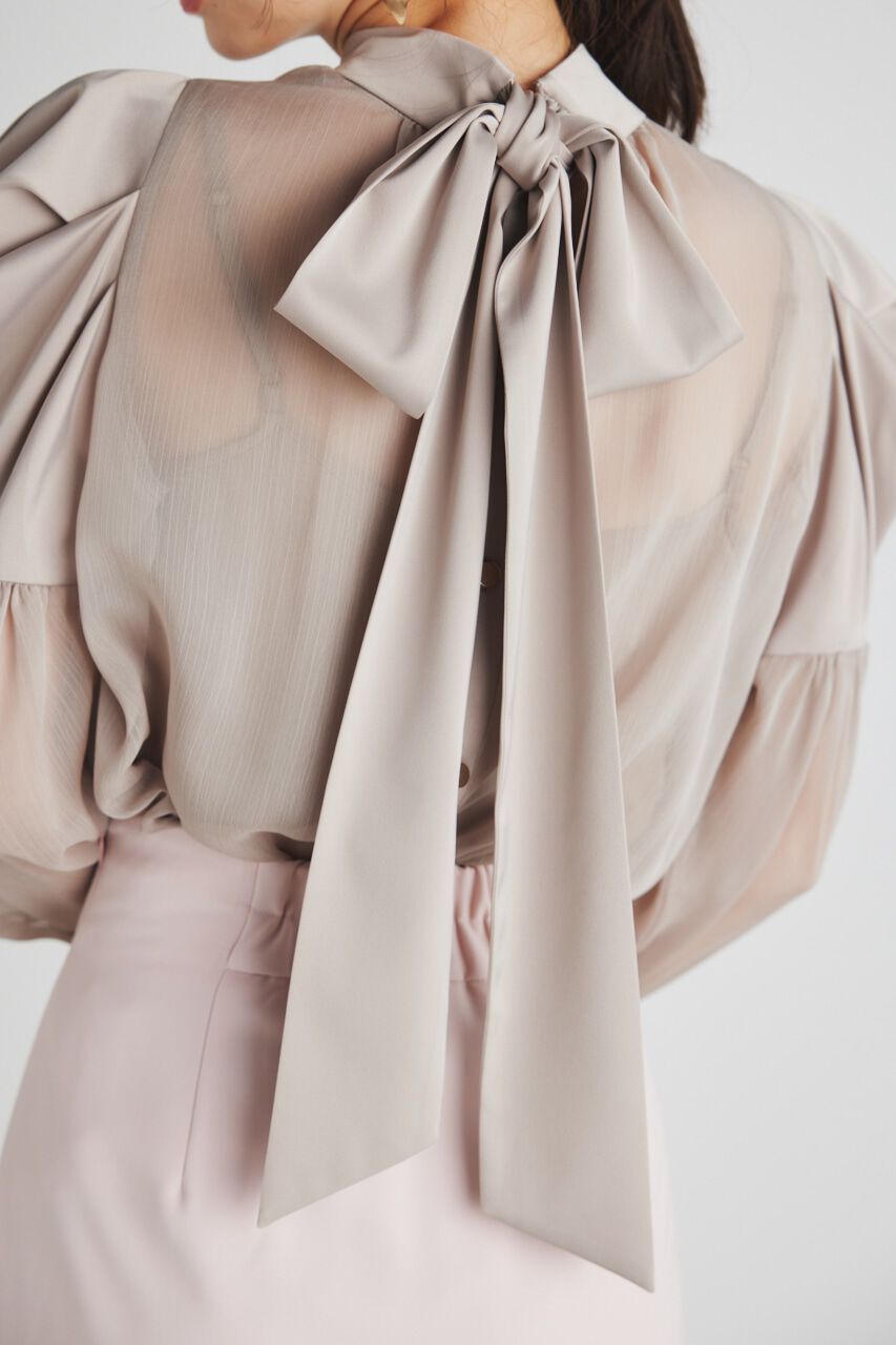 rienda「マテリアルMIXボウタイBLS」|シャツ・ブラウス|