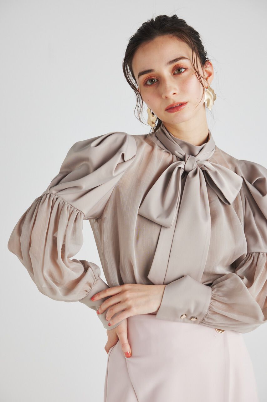 rienda「マテリアルMIXボウタイBLS」|シャツ・ブラウス|