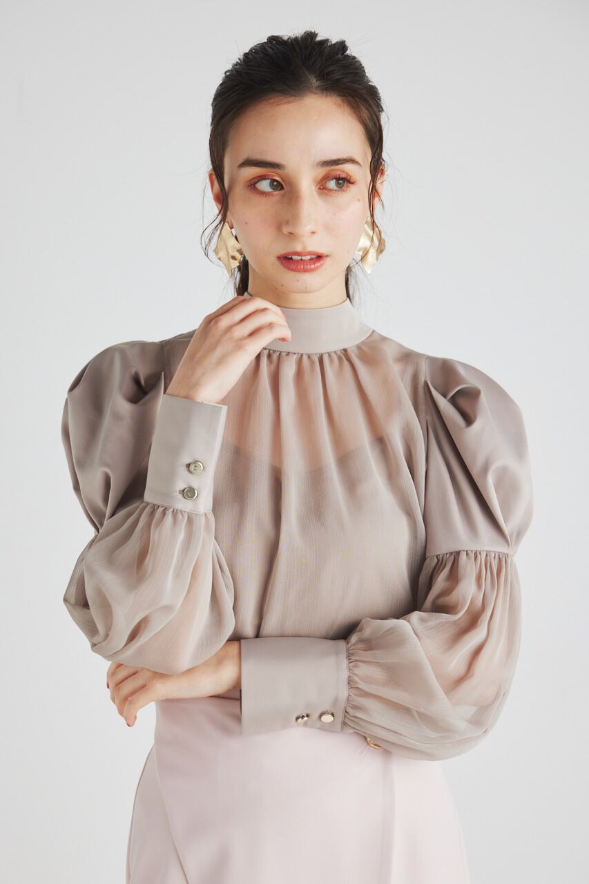 rienda「マテリアルMIXボウタイBLS」|シャツ・ブラウス|