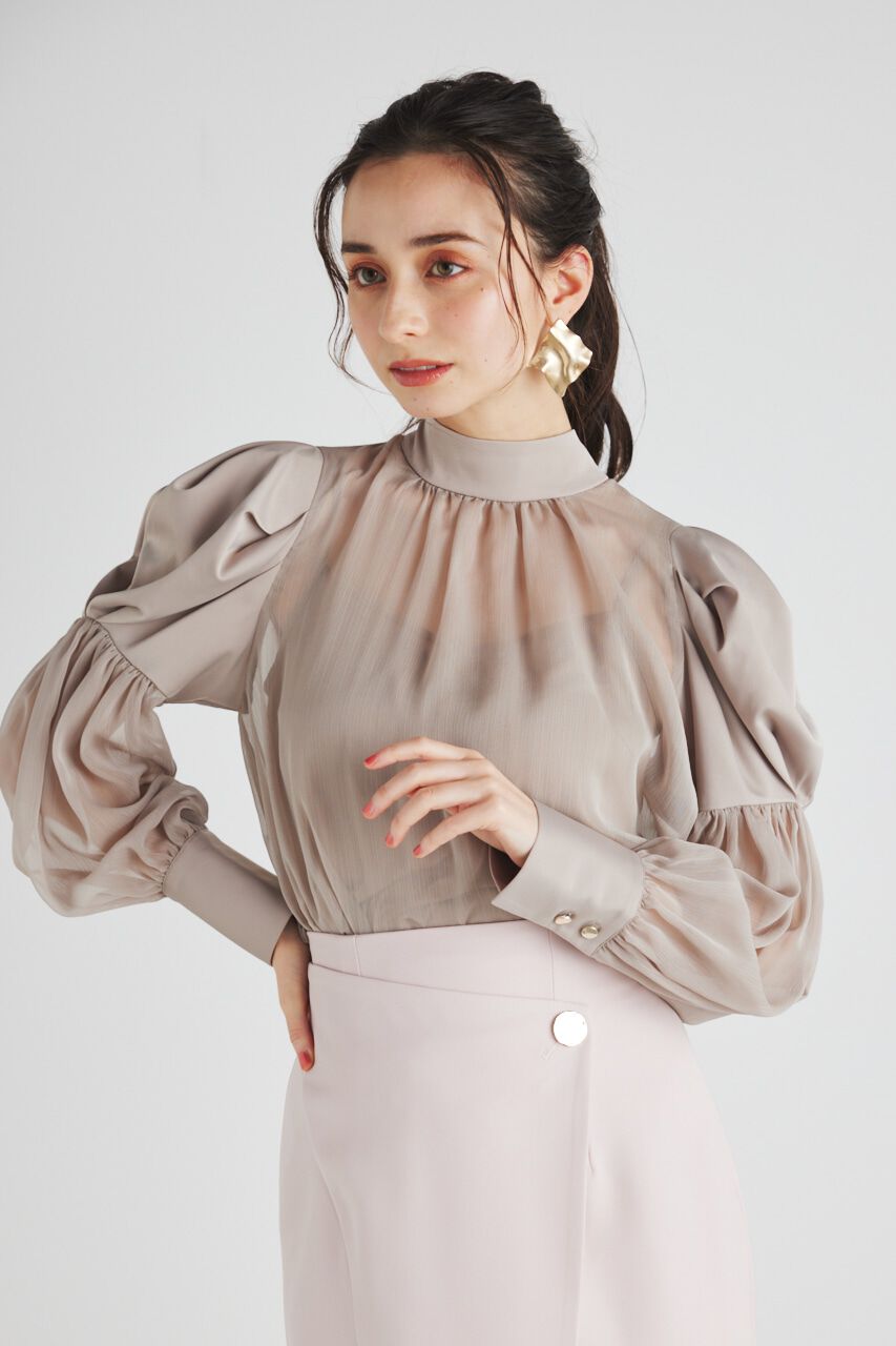 rienda「マテリアルMIXボウタイBLS」|シャツ・ブラウス|