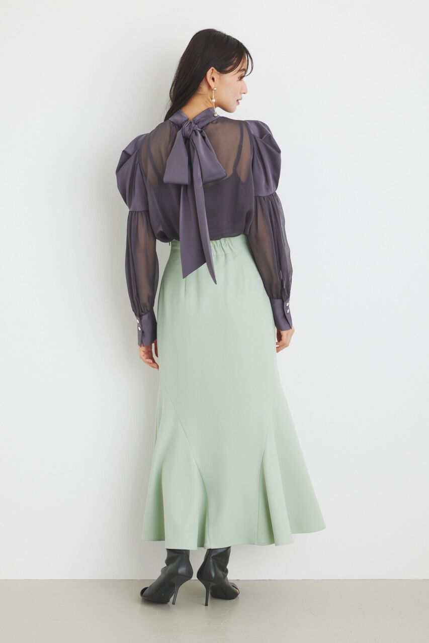 rienda「マテリアルMIXボウタイBLS」|シャツ・ブラウス|