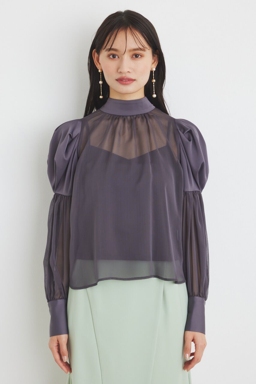 rienda「マテリアルMIXボウタイBLS」|シャツ・ブラウス|