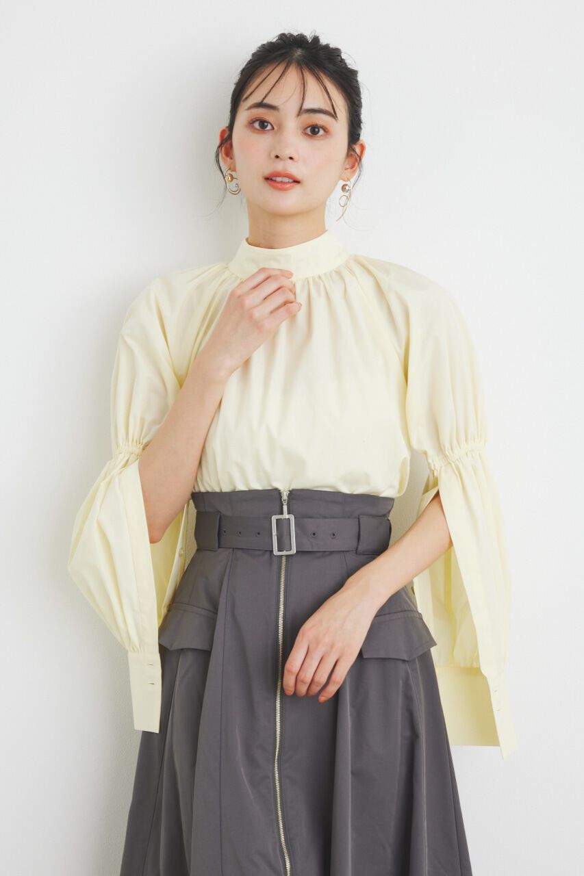 rienda「ボタンSLV H/N BLS」|シャツ・ブラウス|L/YEL1