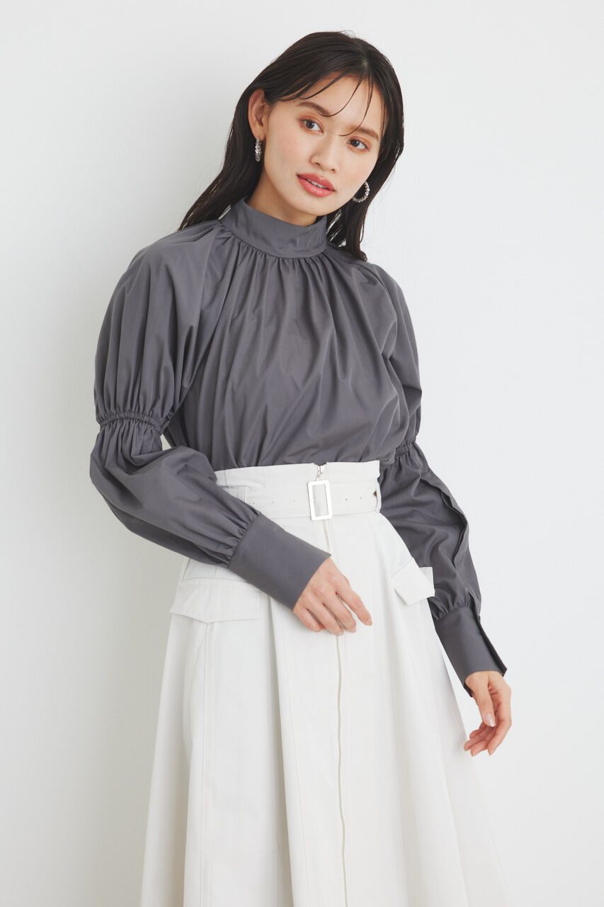 rienda「ボタンSLV H/N BLS」|シャツ・ブラウス|