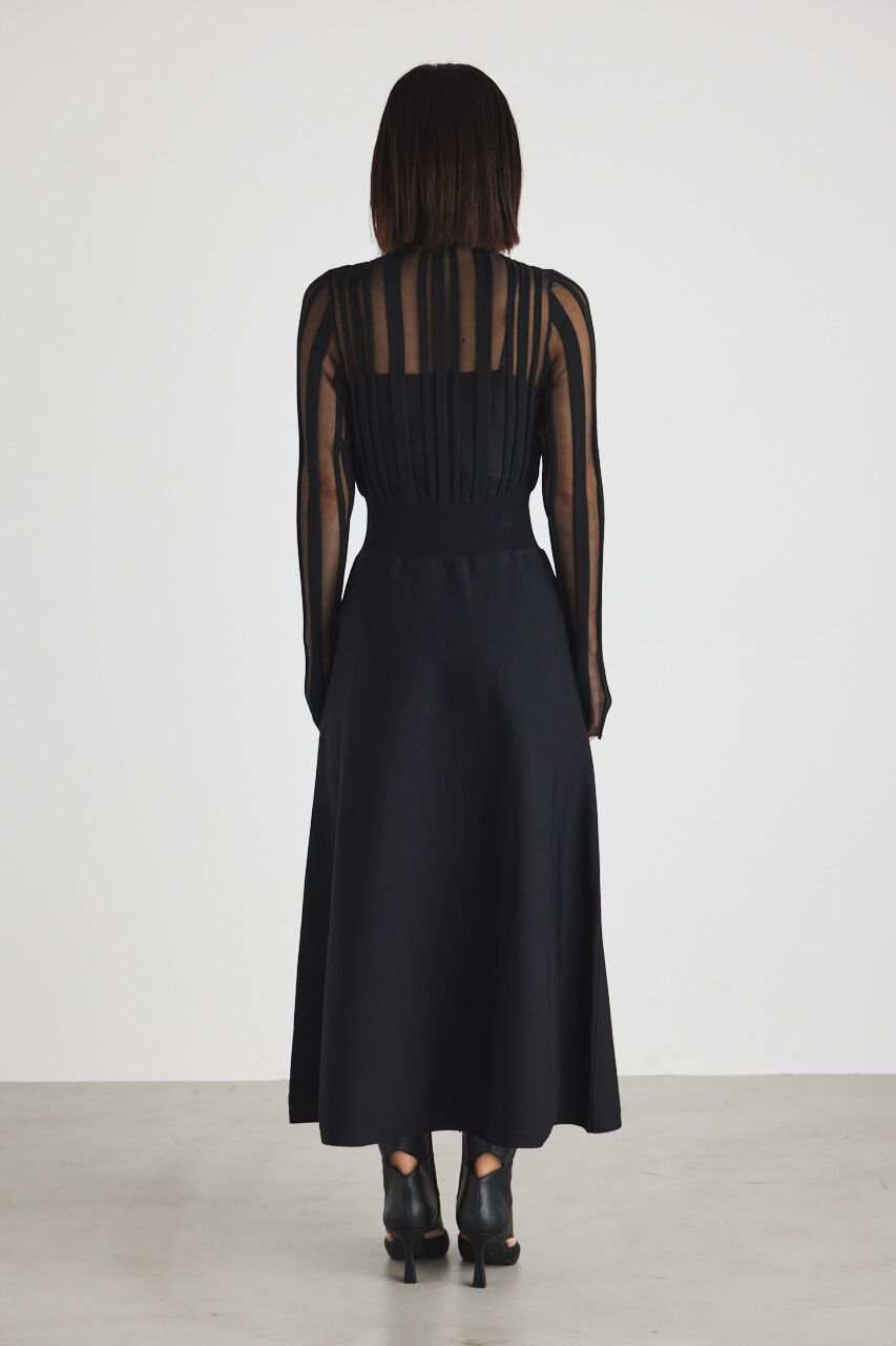 rienda「ランダムシアーRIBフレアKnit OP」|ワンピース|