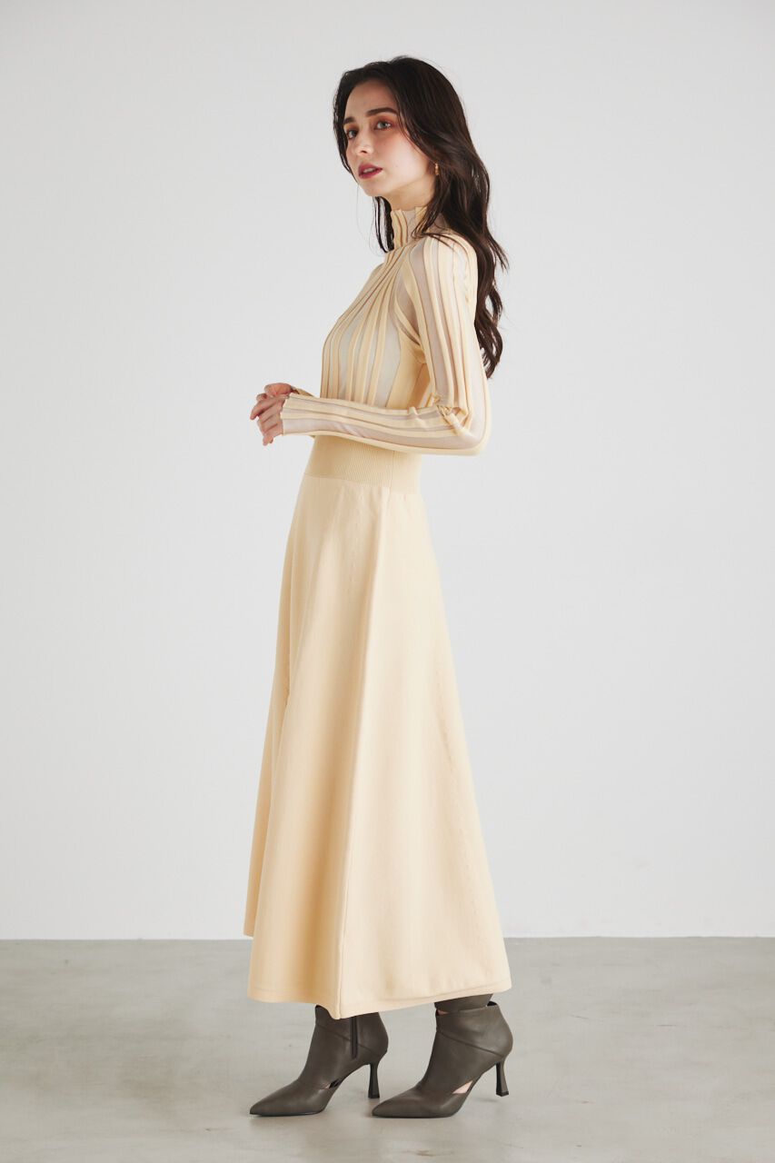 rienda「ランダムシアーRIBフレアKnit OP」|ワンピース|