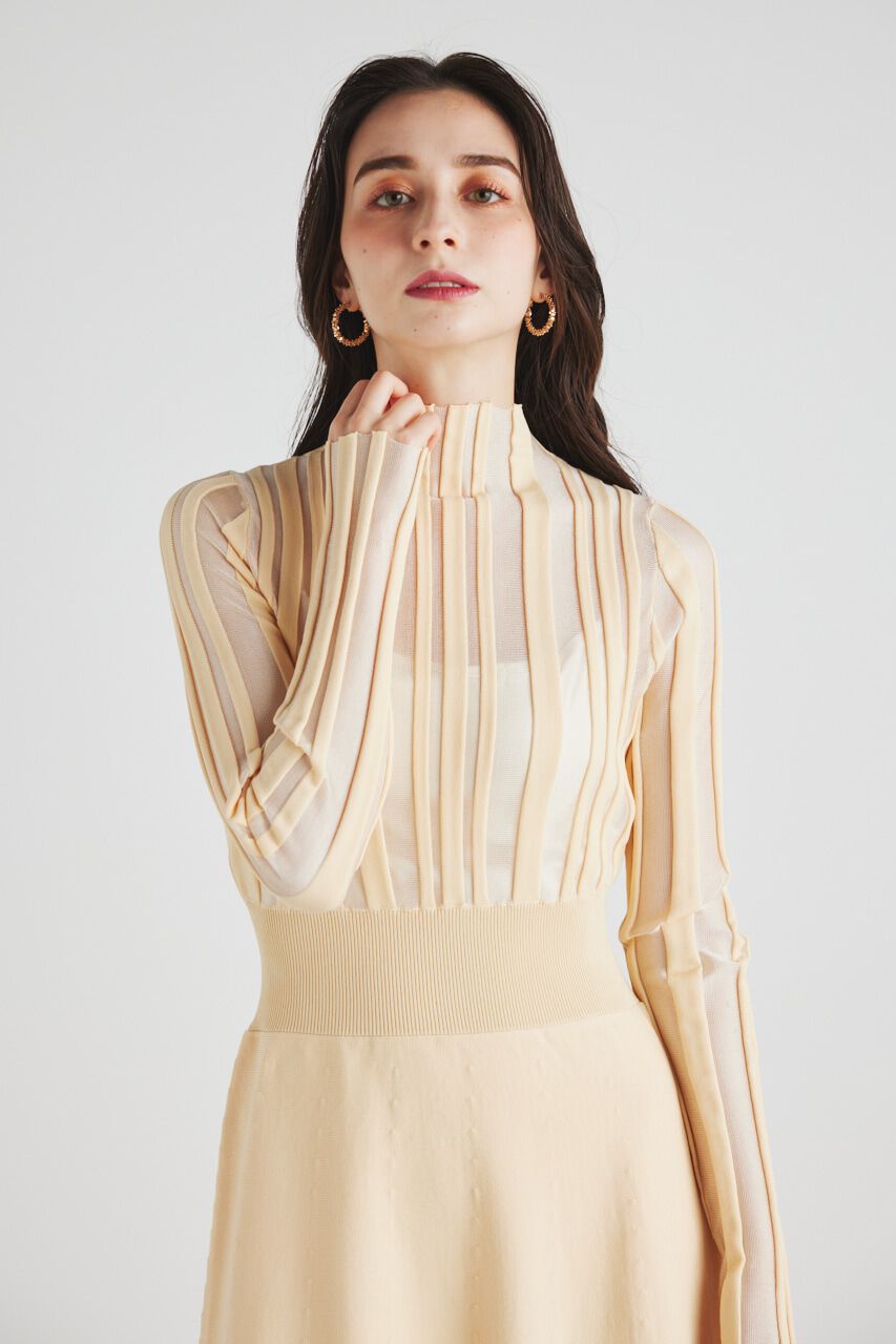 rienda「ランダムシアーRIBフレアKnit OP」|ワンピース|