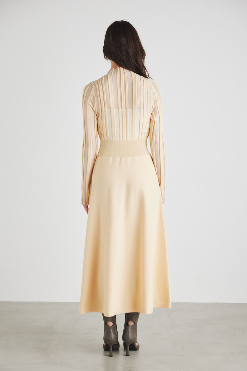 rienda「ランダムシアーRIBフレアKnit OP」|ワンピース|