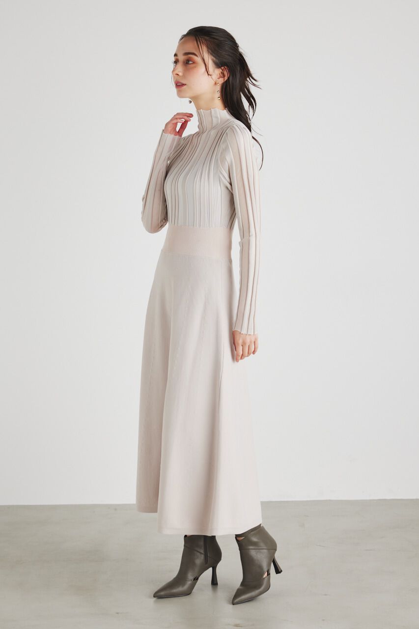 rienda「ランダムシアーRIBフレアKnit OP」|ワンピース|