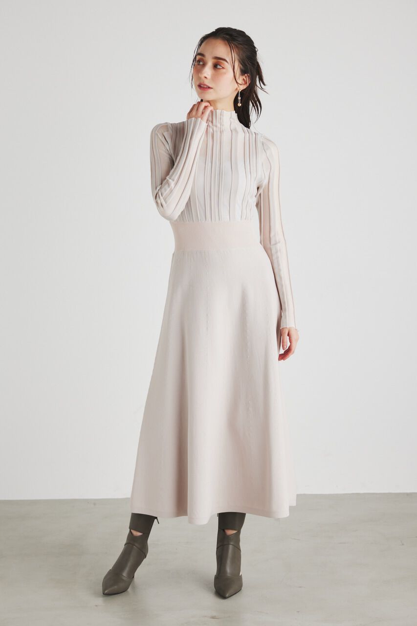 rienda「ランダムシアーRIBフレアKnit OP」|ワンピース|